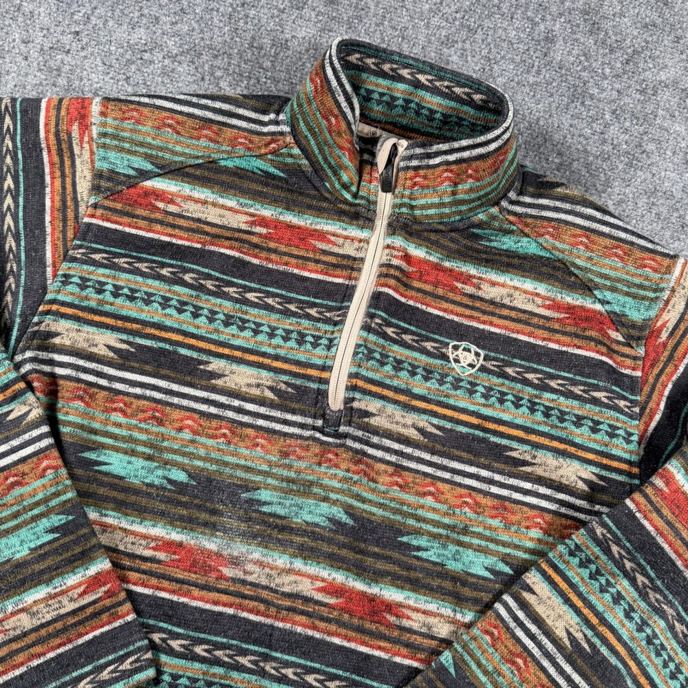 Ariat Quarter Zip Fleece Mens Small Multicolor Southwest Aztec Pullover Jacket